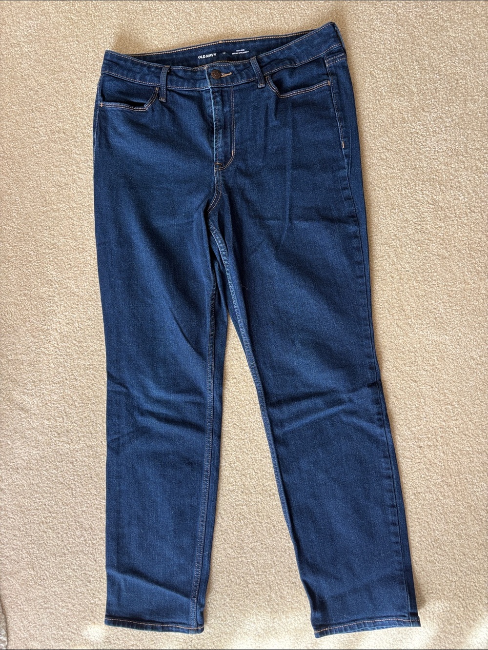 Old Navy High Rise WOW Straight Leg Jeans in Dark Blue